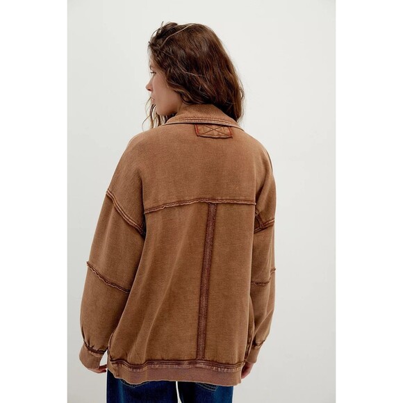 Free People We The Free Gauge Cardi Jacket Top Ribbed Cotton Oversized M 280522 - Picture 4 of 10